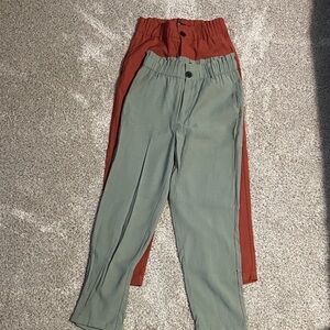 Zara Sage Green and Rust Pull-On Trousers